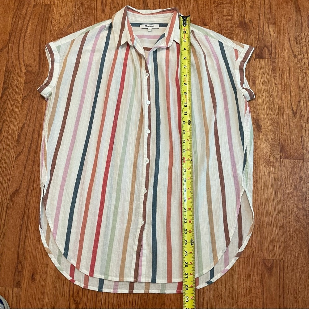 Madewell Gauze Central Tunic Shirt in Rainbow Stripe size XXS - Picture 13 of 14